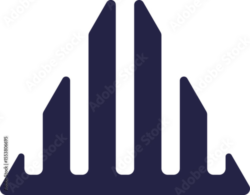 Triangular icon for logo with parallel and vertical lines with rounded corners