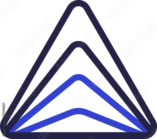 Triangular icon for logo with triangles of various sizes and angles inside with rounded corners