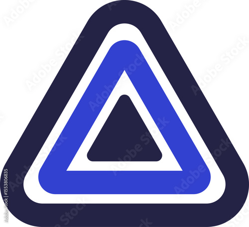 Two colors triangular icon logo with two triangles inside and rounded corners