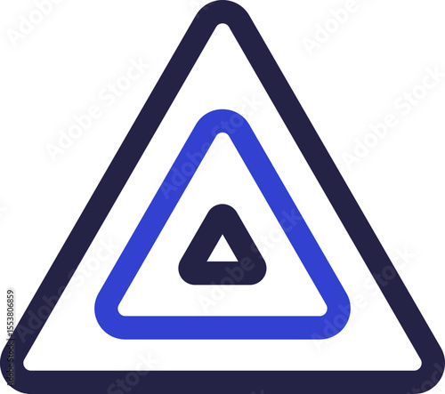 Two colors triangular icon of logo with two triangles inside and rounded corners