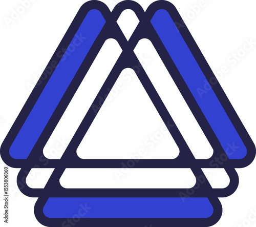 Two colors triangular logo icon with many triangles, small fill areas and rounded corners