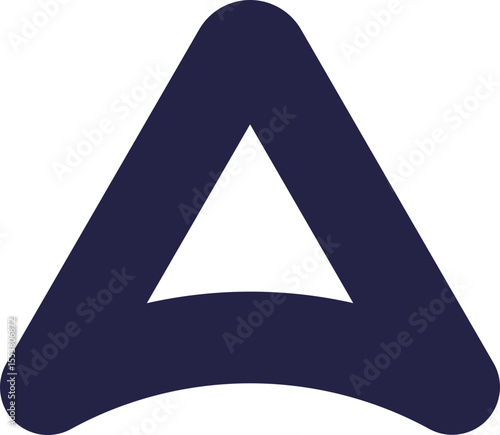 Triangular icon of logo like letter a with rounded corner