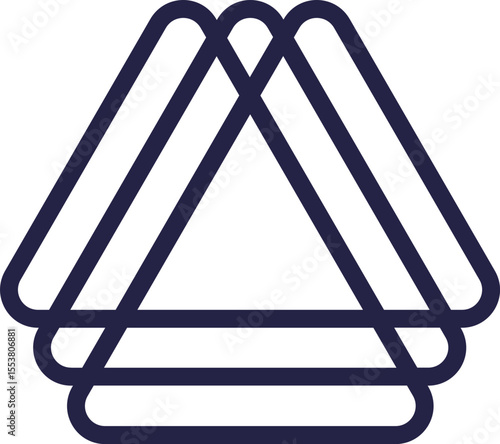 Triangular logo icon with many intertwined triangles and rounded corners