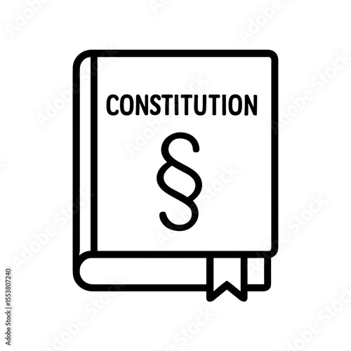 Constitution book icon with paragraph sign representing fundamental law – outline version