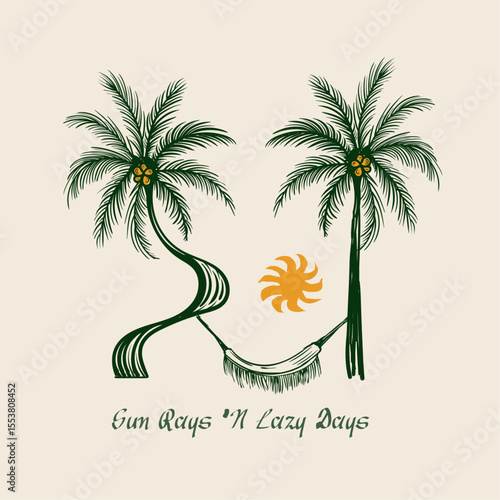 graphic tee for tee sweatshirt print. summer tropical print design.palm tree pattern design. hand drawn palm Leaves background. t shirt summer design.