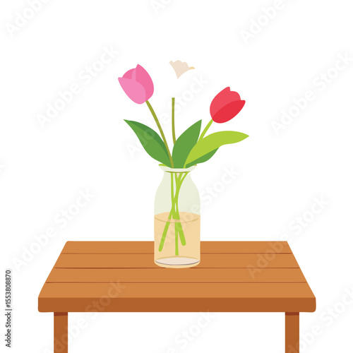 Vibrant bouquet of assorted fresh spring flowers on table vector art design 