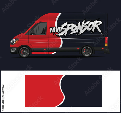 Red and Black Van Wrap Design Template Custom