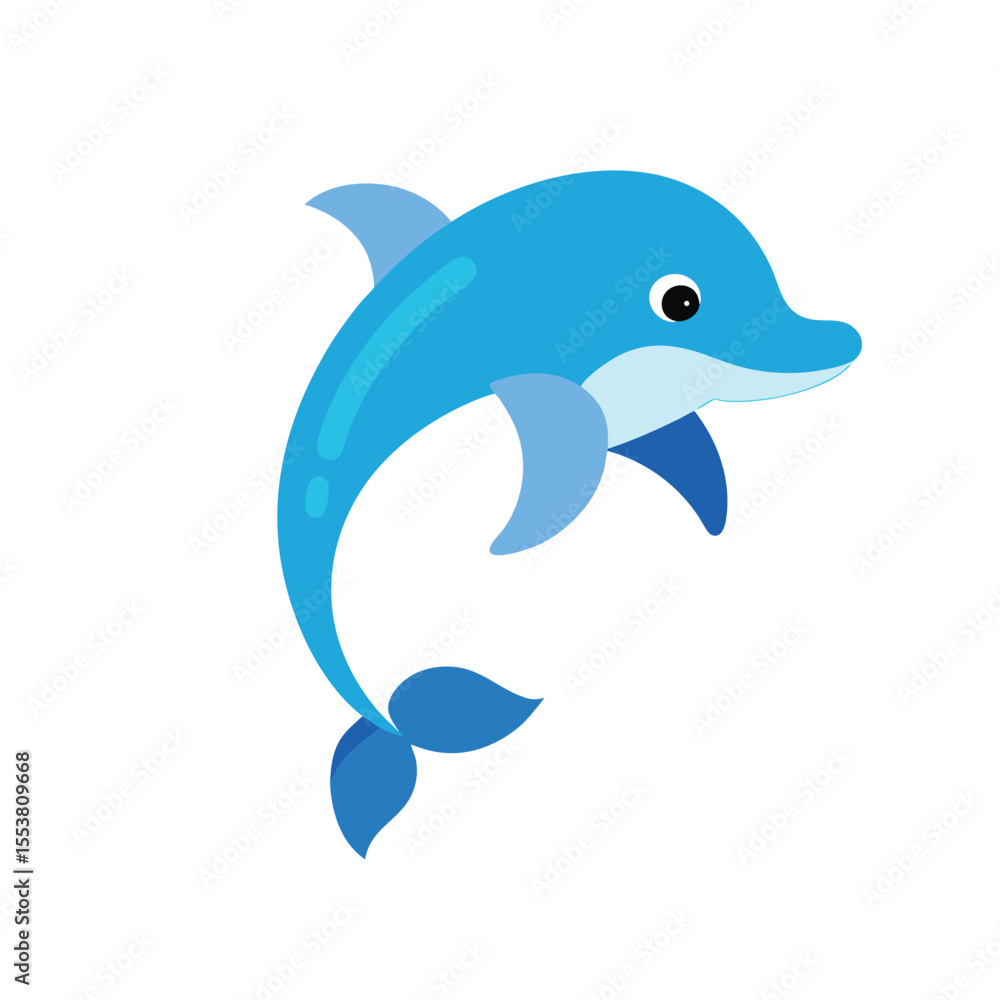 Naklejka premium Joyful dolphin jumping above sea with water splash Vector illustration