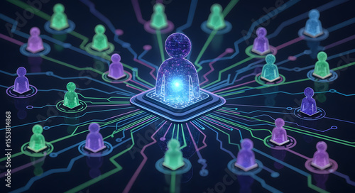 Artificial Intelligence leading a network of digital agents and users