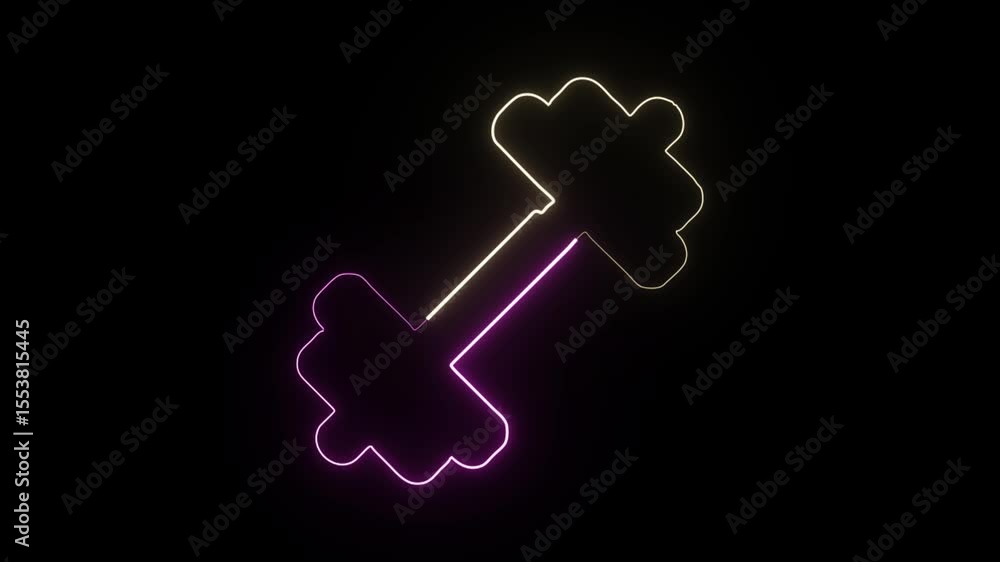 Glowing neon line dumbbell icon with smooth animation. Fitness equipment animation HD video isolated on black background. Glowing neon line dumbbell icon with smooth animation. Fitness equipment animation HD video isolated on black background.