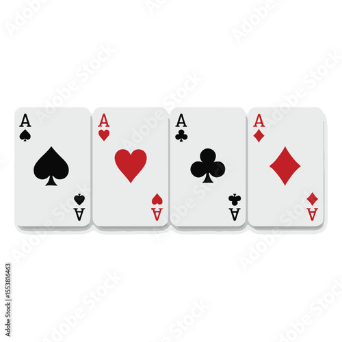 Aces of all Suits Posing Together for a Winning Hand in Poker