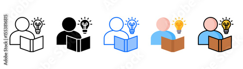 Autodidact icon set with multiple style collection