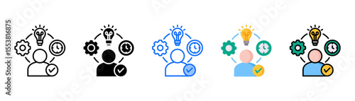 Competency icon set with multiple style collection
