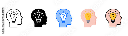 Curiosity icon set with multiple style collection