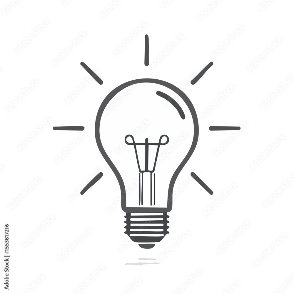 Cartoon Light Bulb with Filament on Black Background Represents Idea Generation Cartoon Light Bulb with Filament on Black Background Represents Idea Generation