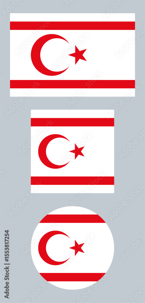 Obraz premium Northern Cyprus Flag PNG – Flag of Northern Cyprus in Round and Standard Formats. 