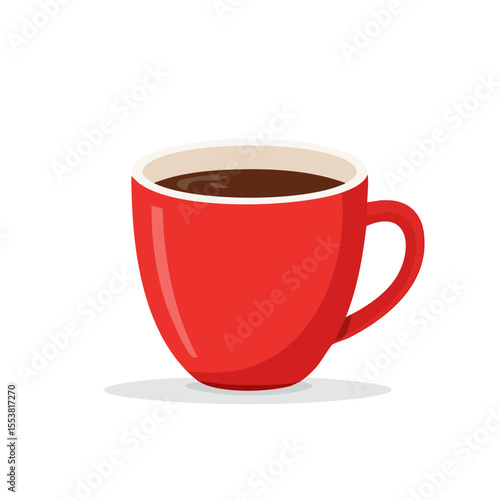 Wallpaper Mural Red mug filled with dark hot coffee or tea graphic illustration on black background simple and minimalist design Torontodigital.ca