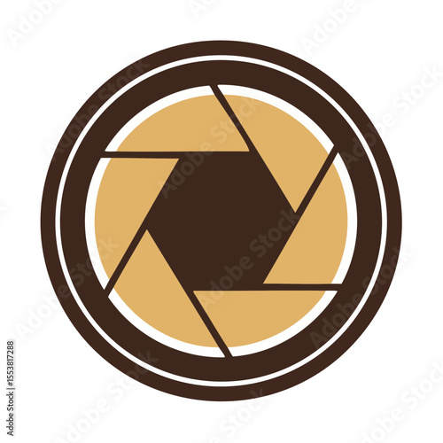 Camera aperture icon brown and beige colors lens diaphragm symbol graphic design illustration for photographers and filmmakers