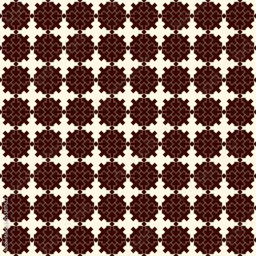Ancient seamless pattern. Oriental tracery window ornament. Arabesque mosaic surface print. Repeated crosses motif background. Eclectic ornamental wallpaper. Vector abstract digital paper