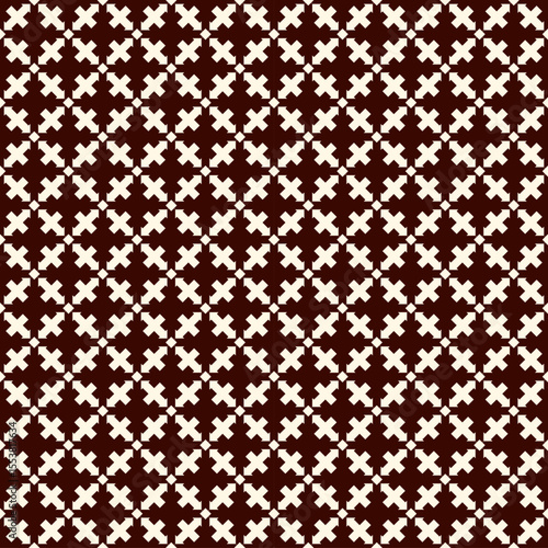 Ancient seamless pattern. Oriental tracery window ornament. Arabesque mosaic surface print. Repeated crosses motif background. Eclectic ornamental wallpaper. Vector abstract digital paper