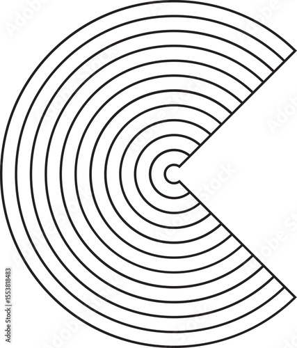 Circular logo featuring a single sliced piece shaped like a curved segment within the circle.