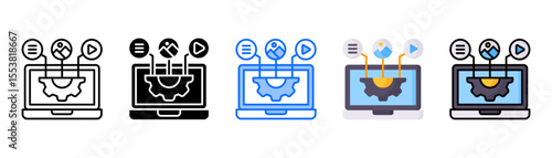 Content Management System icon set with multiple style collection