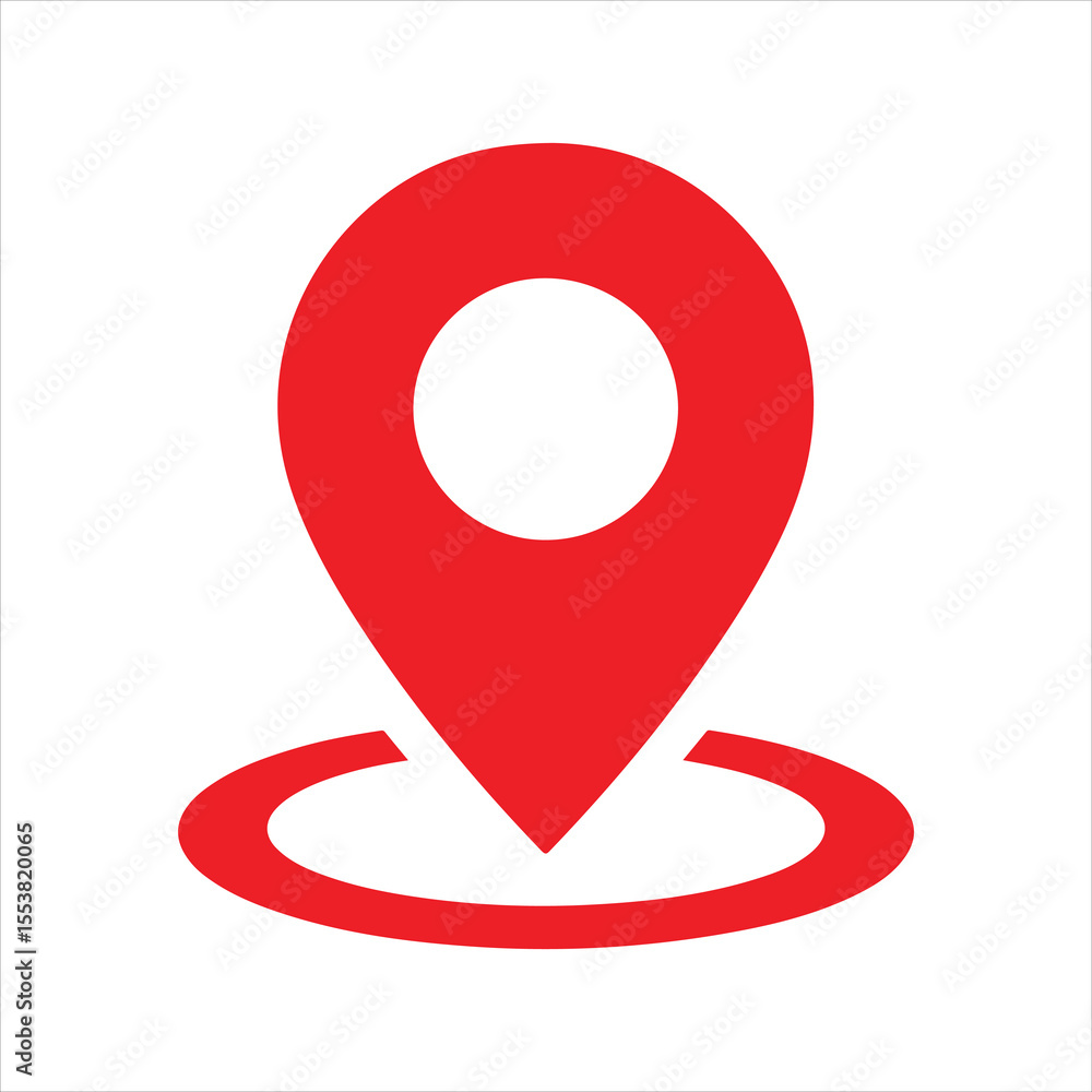 Red location pin icon isolated on white background Red location pin icon isolated on white background