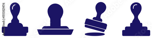 Rubber stamp icon vector design templates for documentation on white background. Rubber stamp logo in different style. Rubber stamp icon for office paperwork. Paperwork stamp