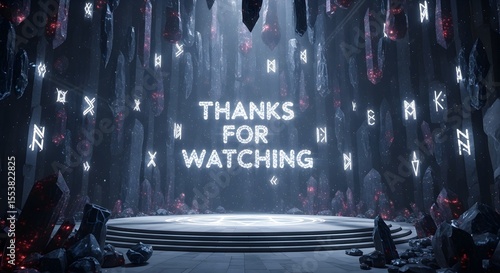 Thanks for Watching Scene with Crystals and Platform
