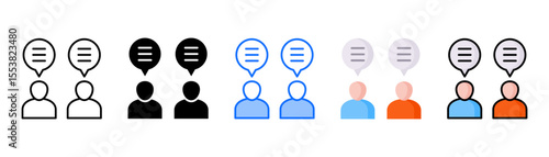 Conversation icon set with multiple style collection