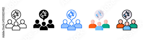 Advocacy icon set with multiple style collection