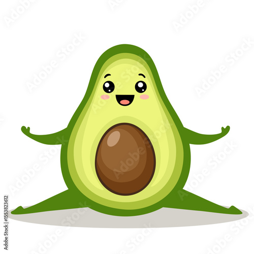 Avocado yoga. Avocado character design on white background.