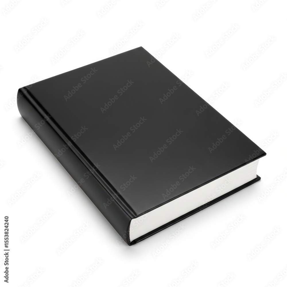 Black book with blank cover on a white background. Concept of memory, mourning, obituary, and death. For funeral service elements. Black book with blank cover on a white background. Concept of memory, mourning, obituary, and death. For funeral service elements.