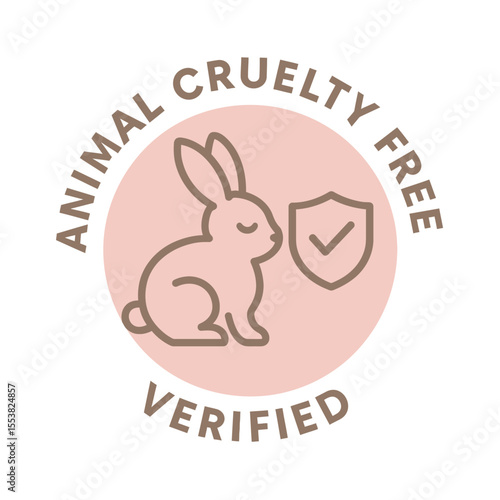 The animal cruelty-free logo assures ethical and certified products. Modern flat vector sticker label with icon and badge style, transparent background