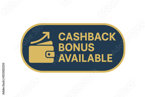 This image features a cashback bonus offer with a wallet illustration and related text. Modern flat vector sticker label with icon and badge style, transparent background