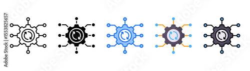 Automation icon set with multiple style collection