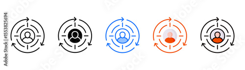 Retargeting icon set with multiple style collection