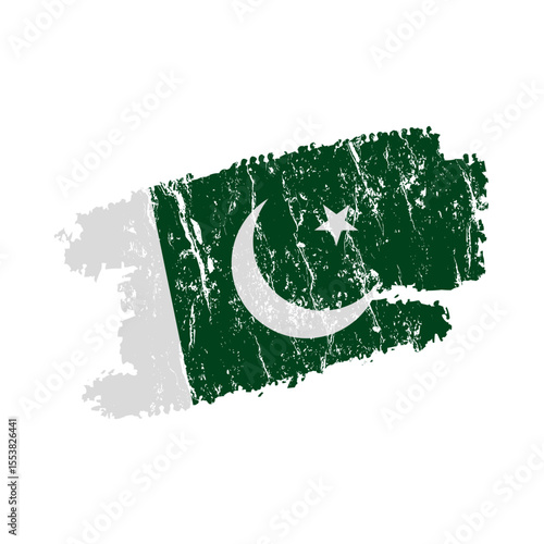 stylized pakistani flag with grunge effect – vintage pakistan flag – vector illustration