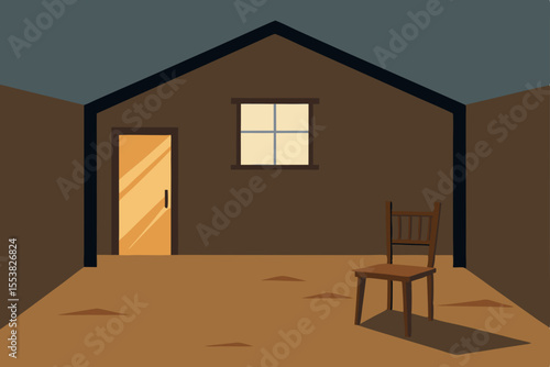 A well-designed room interior featuring a bed, window, and furniture, creating a cozy bedroom or living space within a home or apartment