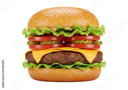 Juicy Cheeseburger Delicious Fast Food Restaurant Menu Photography on transparent background