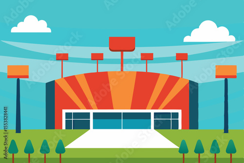 Vibrant Stadium Illustration Sporting Event Venue Design