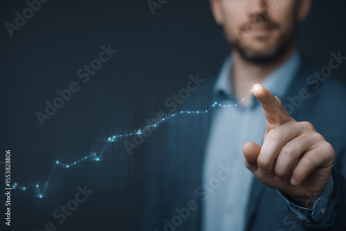 Businessman Touching Digital Growth Chart – Financial Technology Interface Concept