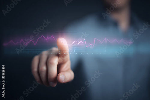 Businessman Touching Digital Interface with Interactive Chart – Technology and Data Concept