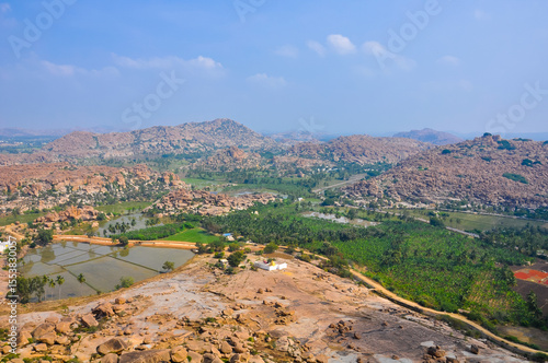 Colourful mountains and lakes of Hampi