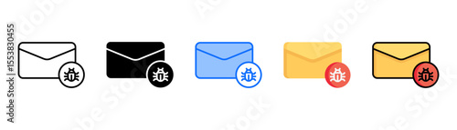 Spam icon set with multiple style collection