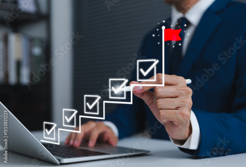 Wall Mural Business success and goal achievement steps