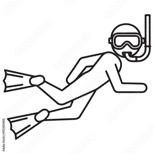 Person Snorkeling Scuba Diver Icon