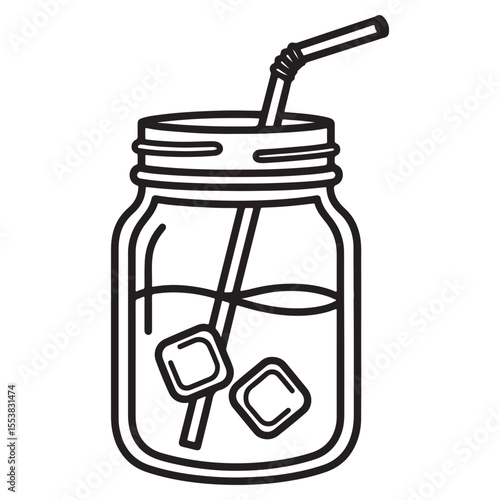 Mason Jar Drink with Straw Icon