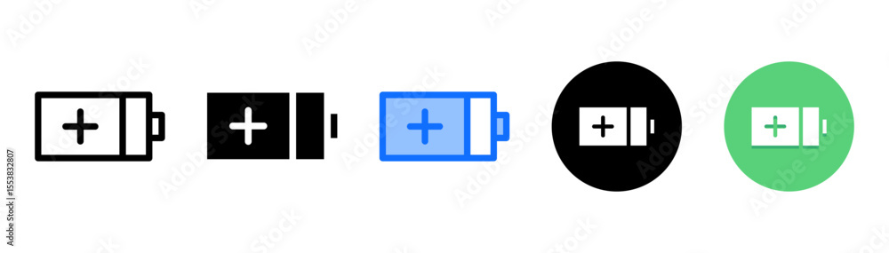 Fototapeta premium Battery icon set with multiple style collection