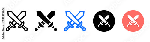 Weapon icon set with multiple style collection